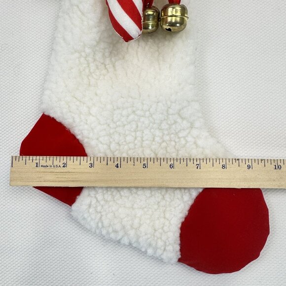 Vintage Snowman Christmas Stocking Parachute Fabric Sherpa Hat Candy Cane 24" - Picture 11 of 16